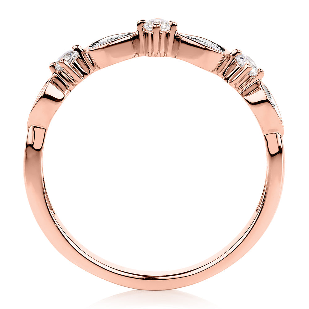 Wedding or eternity band with 0.33 carats* of diamond simulants in 10 carat rose gold