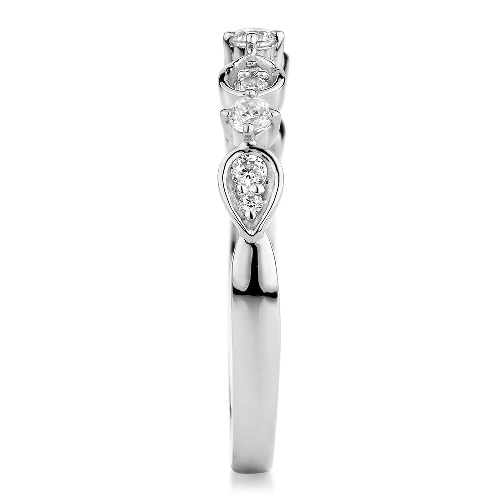 Wedding or eternity band with 0.33 carats* of diamond simulants in 10 carat white gold