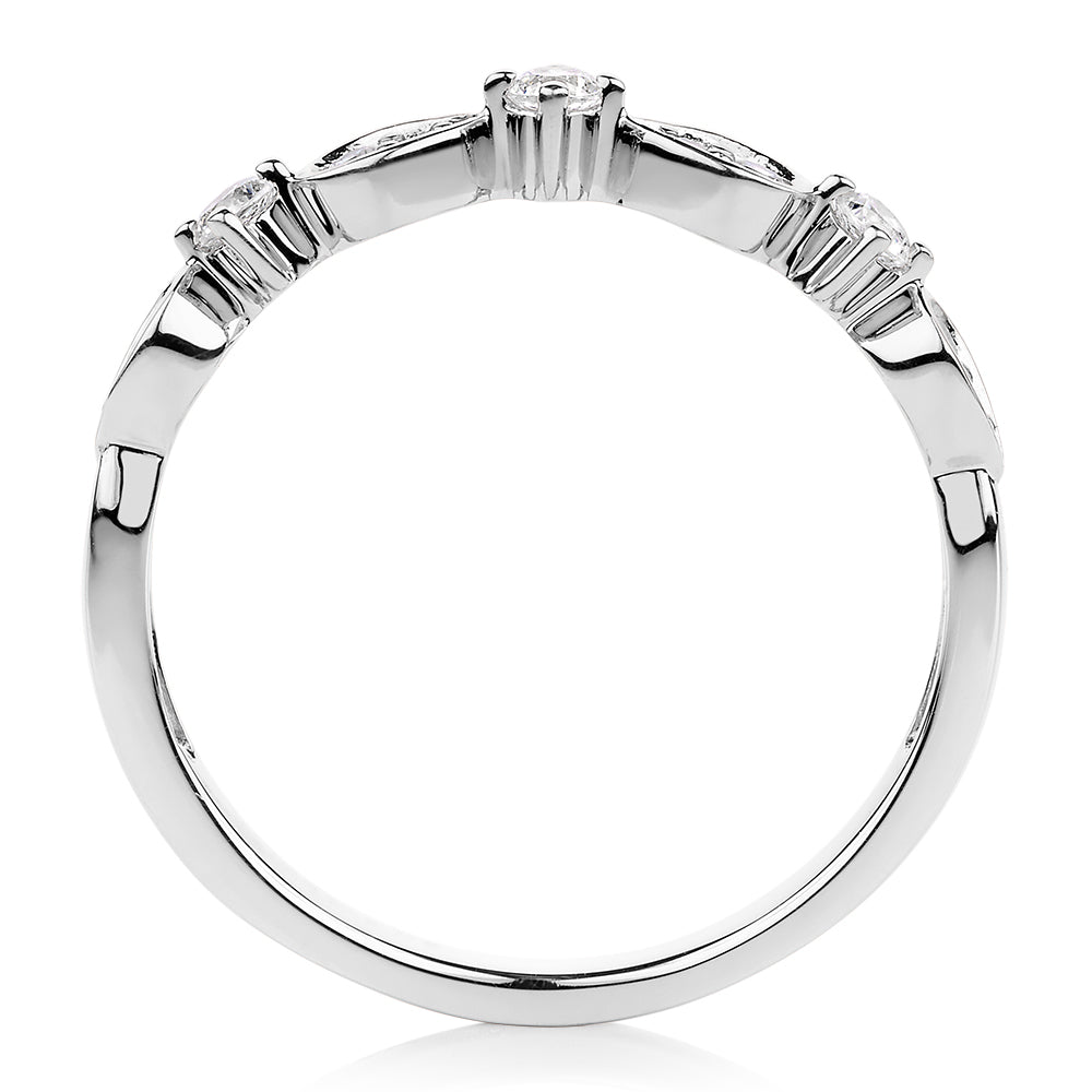Wedding or eternity band with 0.33 carats* of diamond simulants in 10 carat white gold