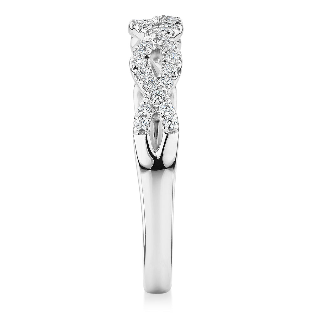 Wedding or eternity band in 10 carat white gold