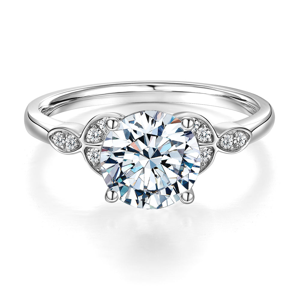 Round Brilliant shouldered engagement ring with 2.16 carats* of diamond simulants in 14 carat white gold