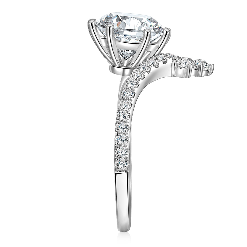 Round Brilliant shouldered engagement ring with 2.43 carats* of diamond simulants in 14 carat white gold