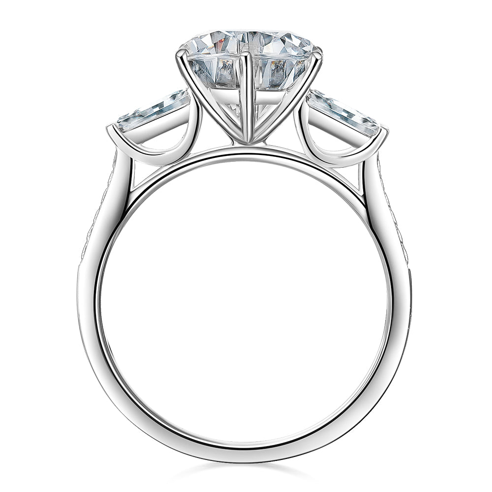 Round Brilliant and Baguette shouldered engagement ring with 3.23 carats* of diamond simulants in 14 carat white gold