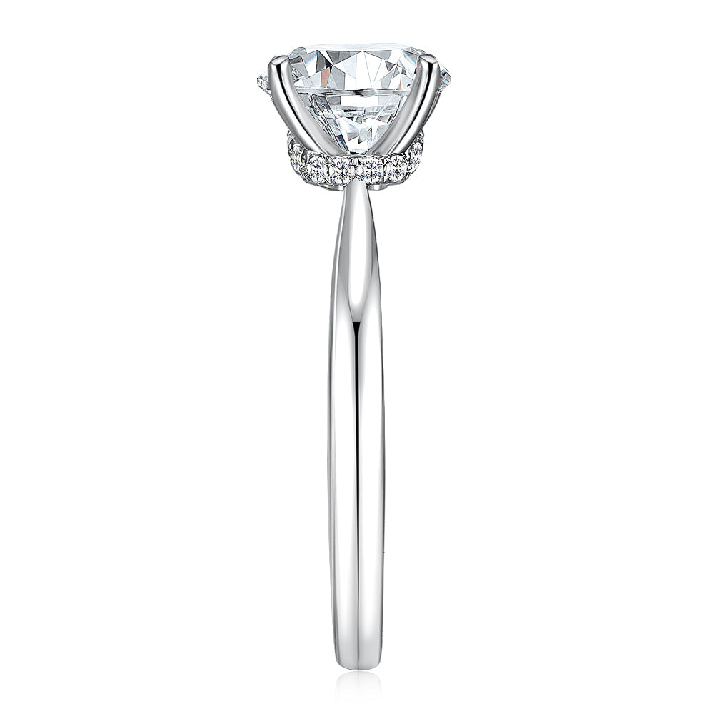 Round Brilliant solitaire engagement ring with 2.11 carats* of diamond simulants in 14 carat white gold