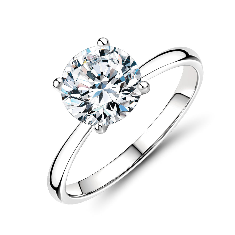 Round Brilliant solitaire engagement ring with 2.11 carats* of diamond simulants in 14 carat white gold