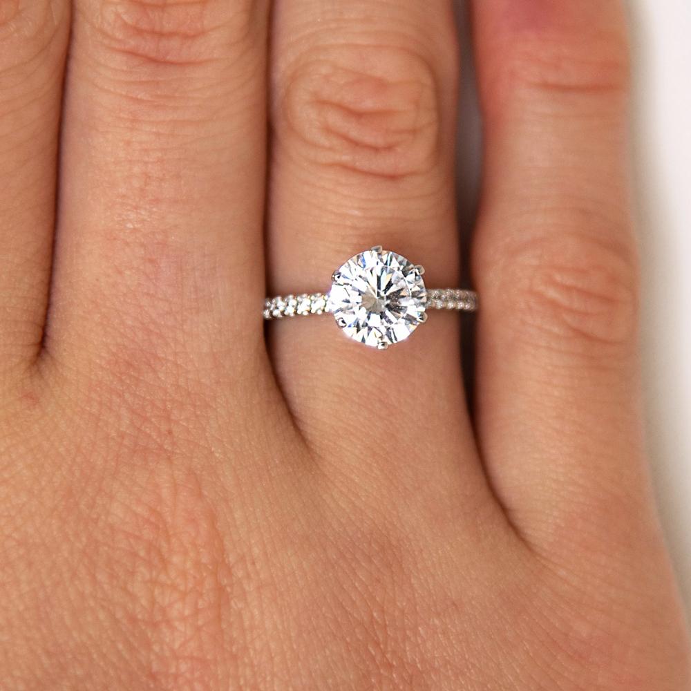 Signature Simulant Diamond 2.22 carat* TW round brilliant shouldered engagement ring in 14 carat whi