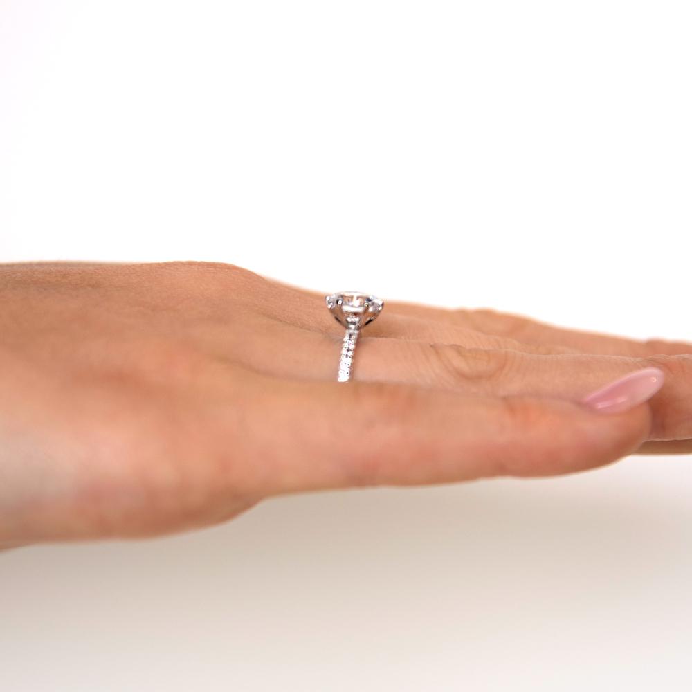 Signature Simulant Diamond 2.22 carat* TW round brilliant shouldered engagement ring in 14 carat whi