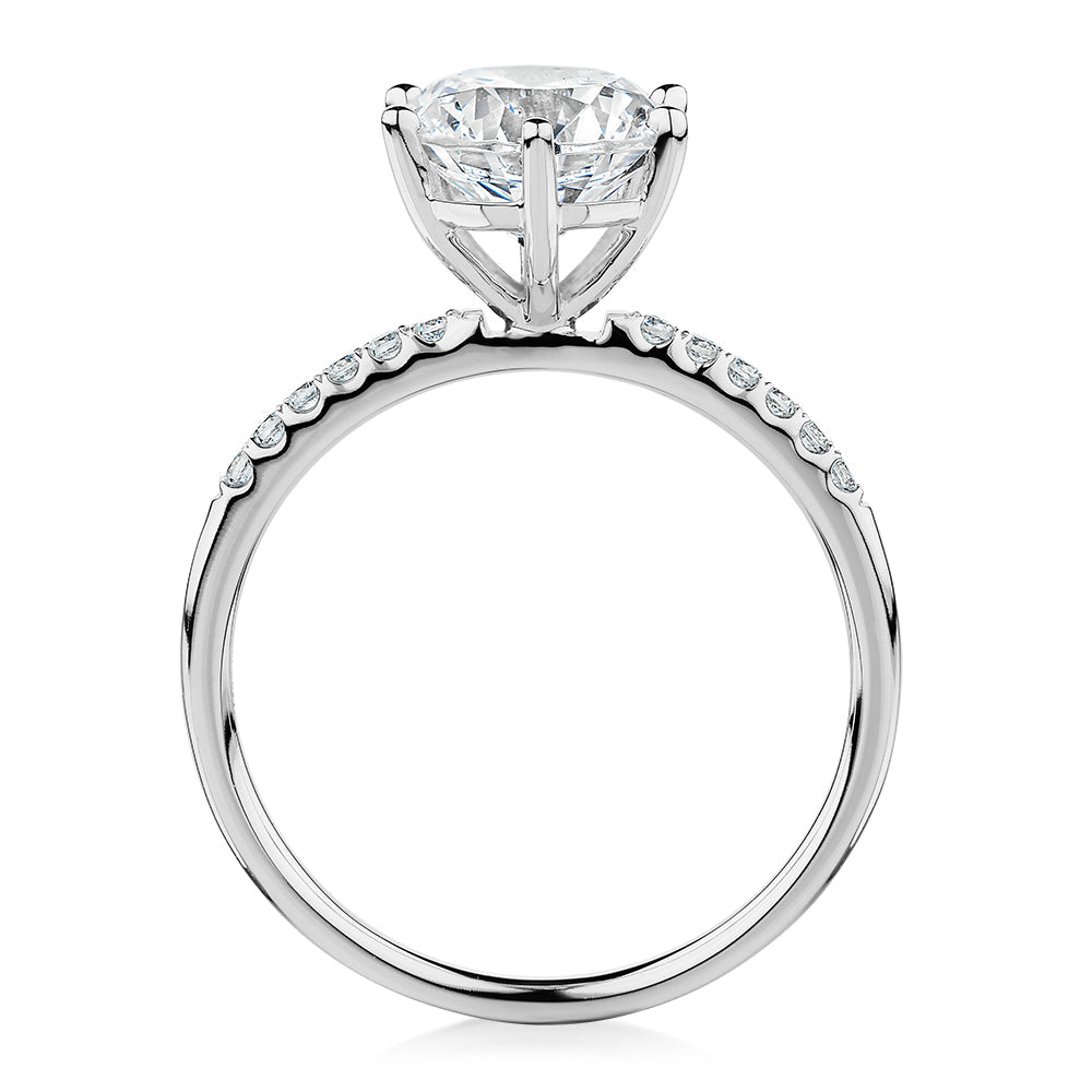 Signature Simulant Diamond 2.22 carat* TW round brilliant shouldered engagement ring in 14 carat whi