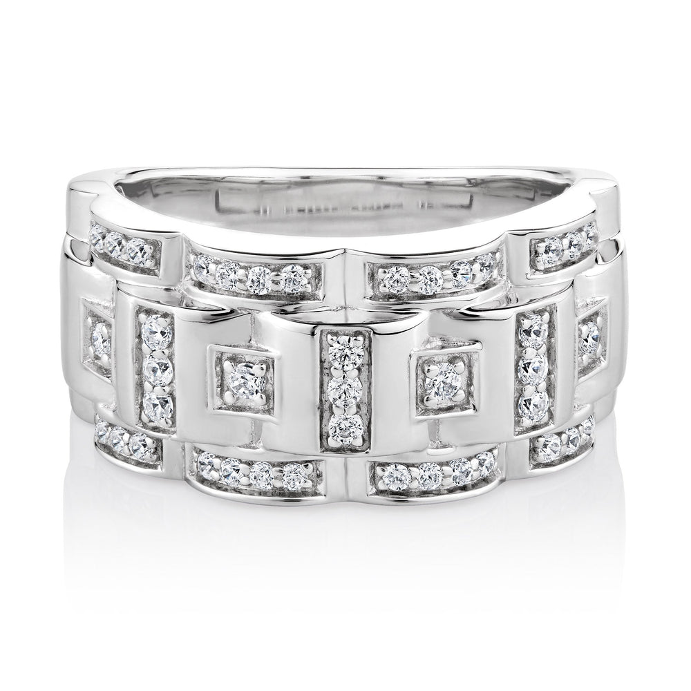 Dress ring with 0.52 carats* of diamond simulants in sterling silver