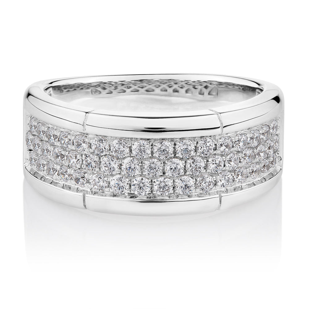 Dress ring with 0.82 carats* of diamond simulants in sterling silver