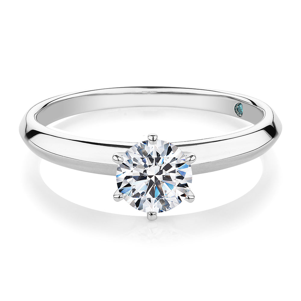 Premium Certified Lab-Grown Diamond, 0.70 carat round brilliant solitaire engagement ring in platinum