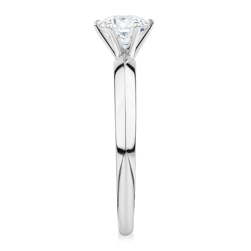 Premium Certified Laboratory Created Diamond, 0.70 carat round brilliant solitaire engagement ring in platinum