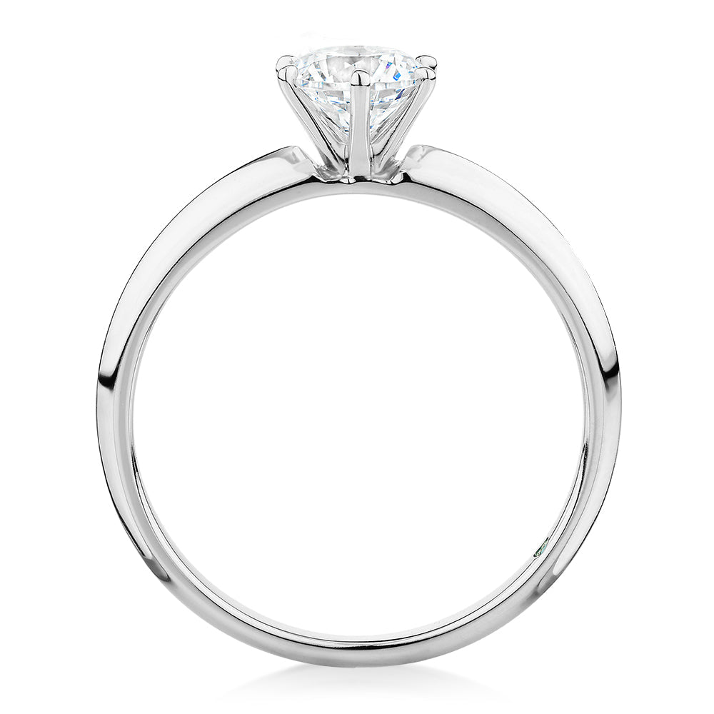 Premium Certified Laboratory Created Diamond, 0.70 carat round brilliant solitaire engagement ring in platinum