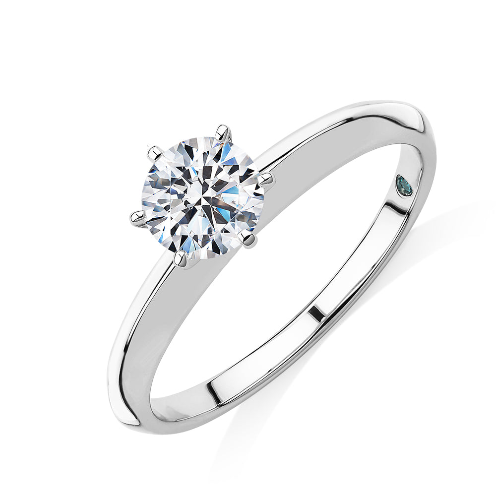 Premium Certified Laboratory Created Diamond, 0.70 carat round brilliant solitaire engagement ring in platinum