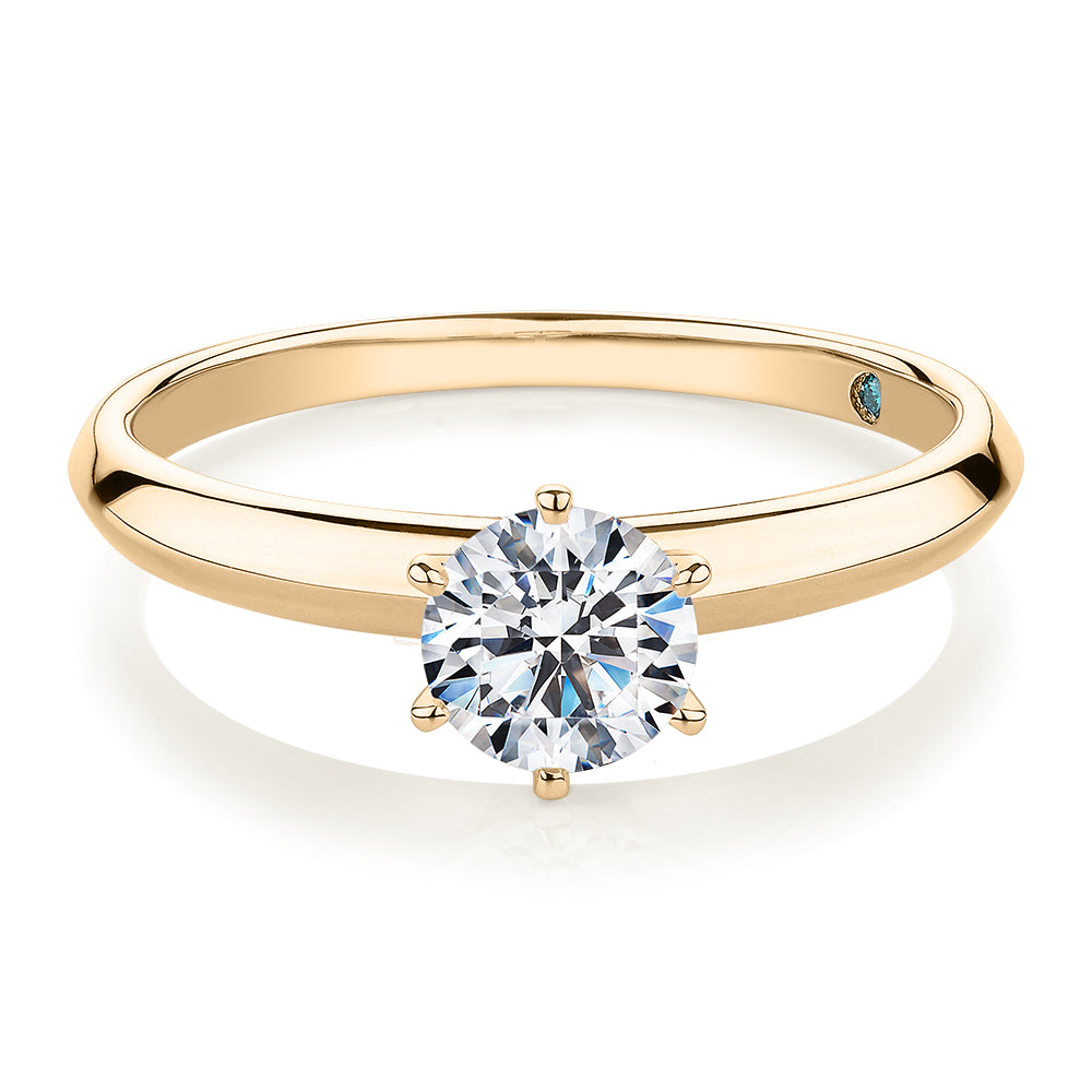 Premium Certified Lab-Grown Diamond, 0.70 carat round brilliant solita ...