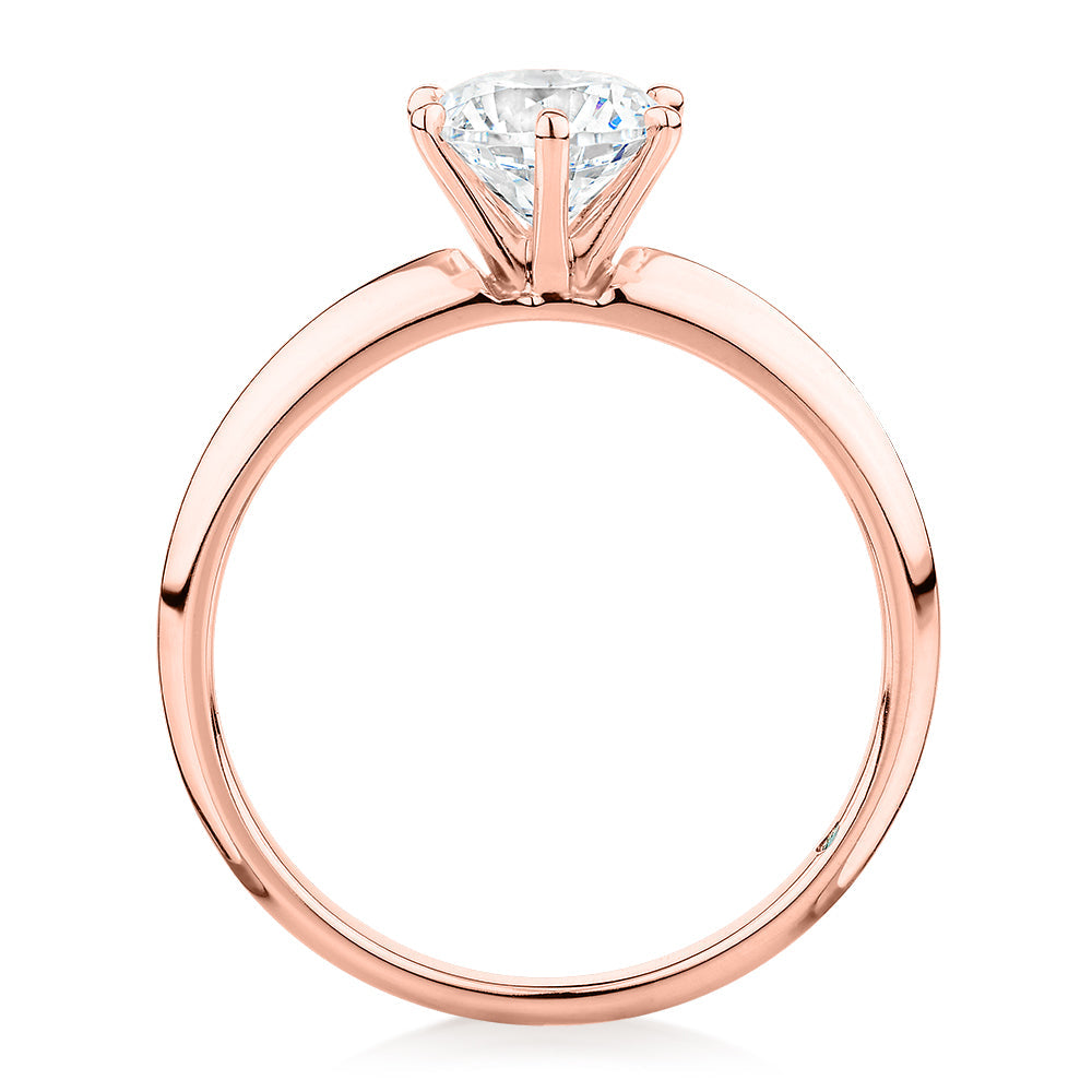 Premium Certified Lab-Grown Diamond, 1.00 carat round brilliant solitaire engagement ring in 18 carat rose gold