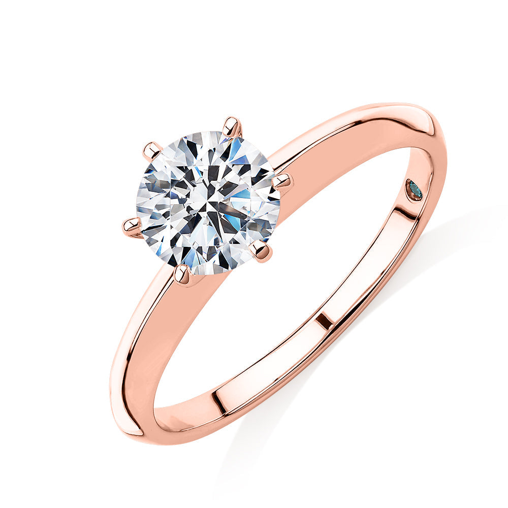Premium Certified Lab-Grown Diamond, 1.00 carat round brilliant solitaire engagement ring in 18 carat rose gold