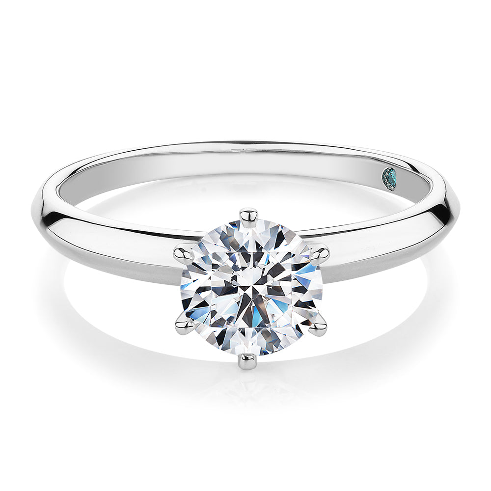 Premium Certified Lab-Grown Diamond, 1.00 carat round brilliant solitaire engagement ring in 18 carat white gold