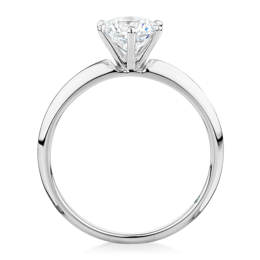 Premium Certified Lab-Grown Diamond, 1.00 carat round brilliant solitaire engagement ring in 18 carat white gold