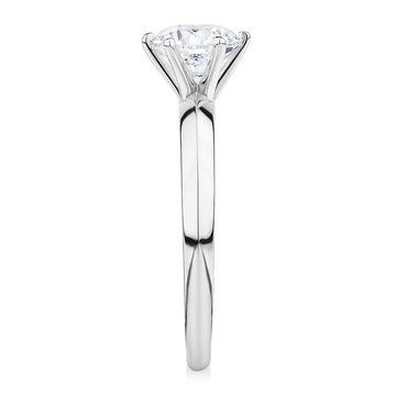 Round Brilliant solitaire engagement ring with 1 carat* diamond simulant in 10 carat white gold secondary view