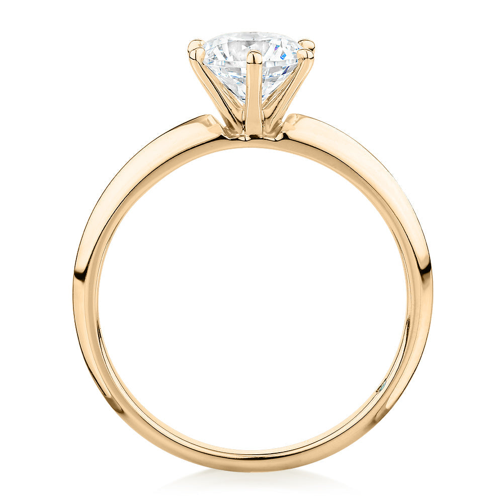 Premium Certified Lab-Grown Diamond, 1.00 carat round brilliant solitaire engagement ring in 18 carat yellow gold