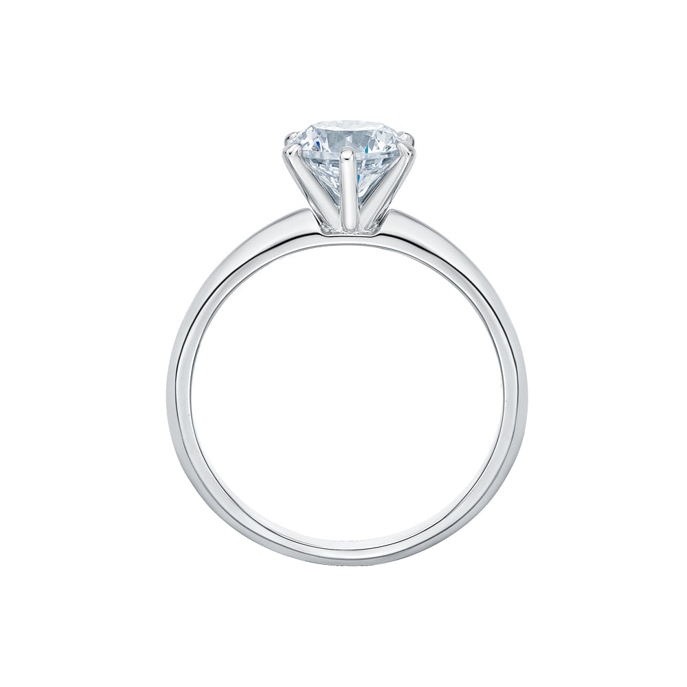 Round Brilliant solitaire engagement ring with 1.25 carat* diamond simulant in 14 carat white gold