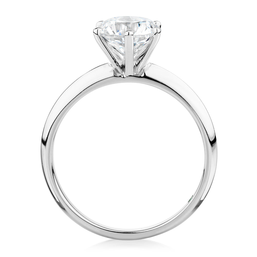 Premium Certified Laboratory Created Diamond, 1.50 carat round brilliant solitaire engagement ring in 14 carat white gold