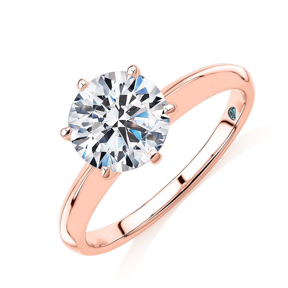 Premium Certified Laboratory Created Diamond, 2.00 carat round brilliant solitaire engagement ring in 14 carat rose gold