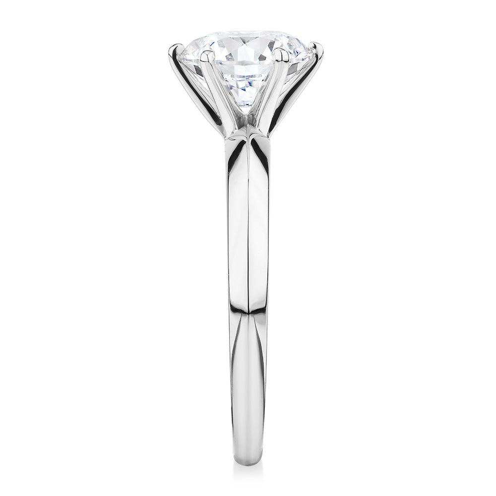 Premium Certified Laboratory Created Diamond, 2.00 carat round brilliant solitaire engagement ring in 14 carat white gold
