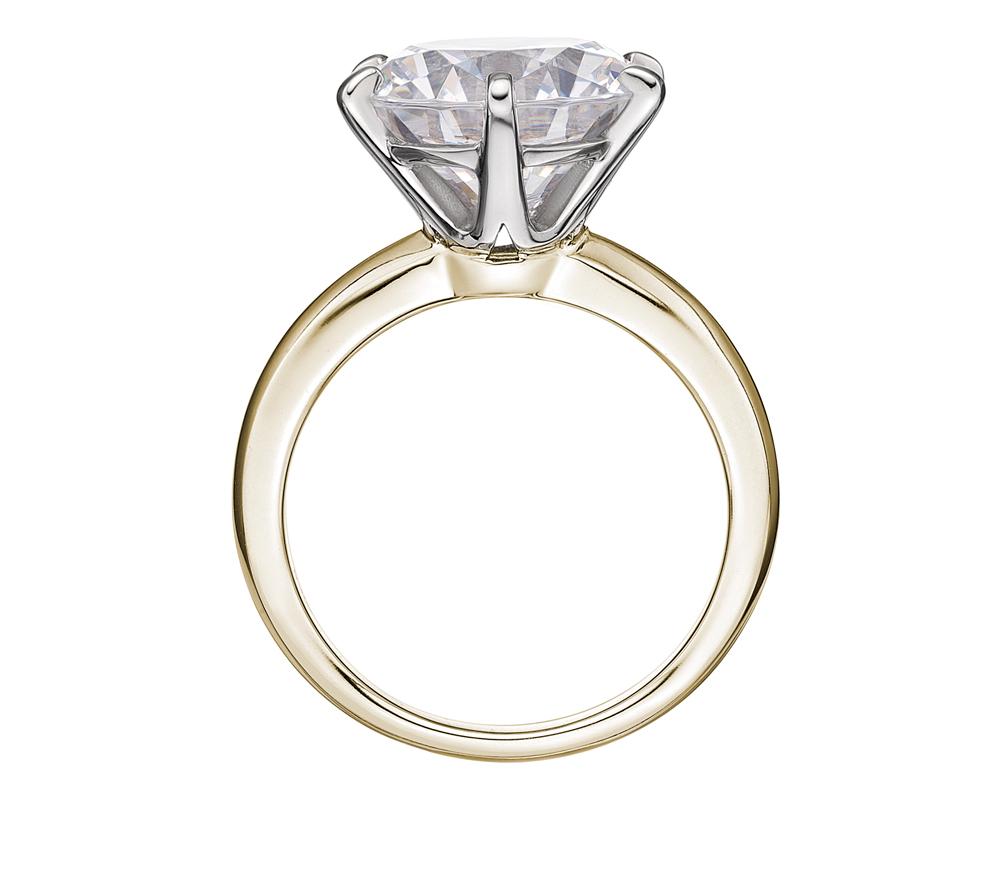 Round Brilliant solitaire engagement ring with 7 carat* diamond simulant in 10 carat yellow and white gold