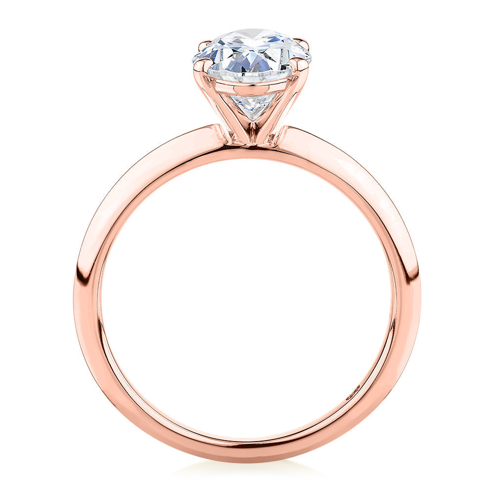 Signature Simulant Diamond 2.00 carat* oval solitaire engagement ring in 10 carat rose gold
