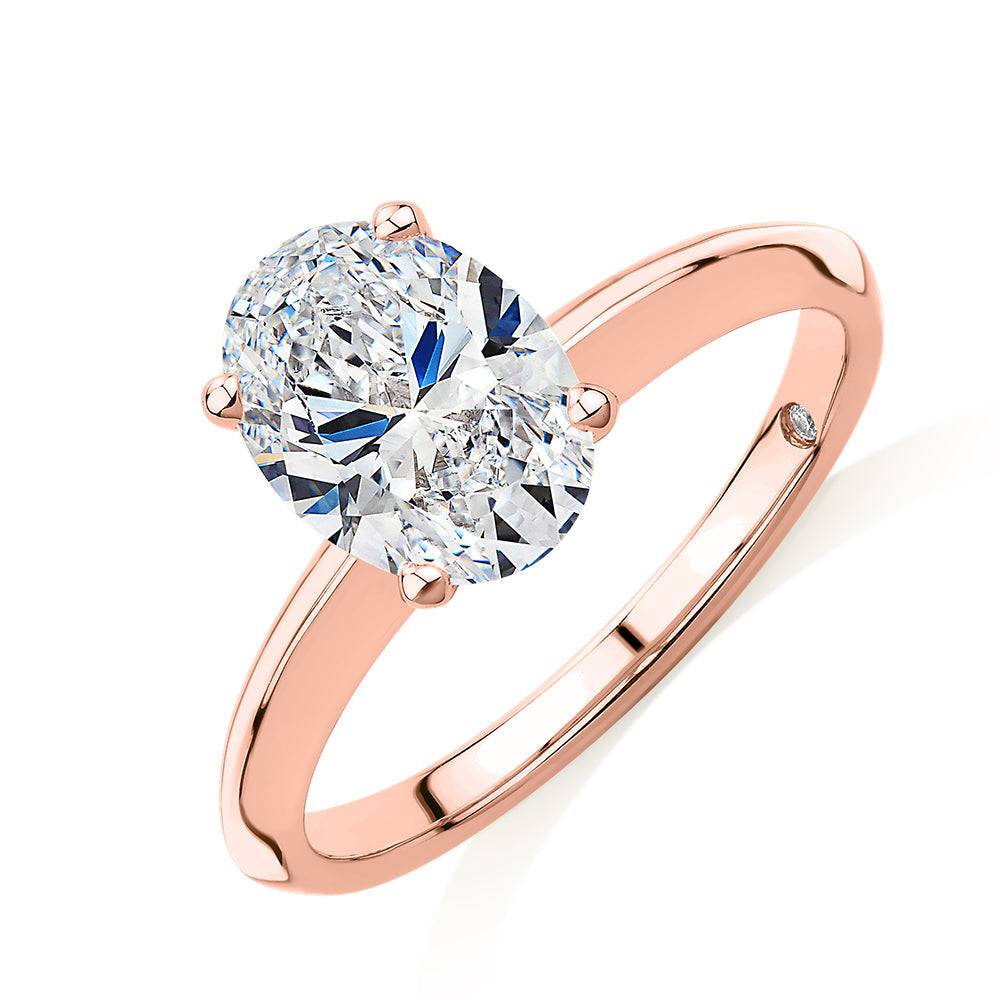 Signature Simulant Diamond 2.00 carat* oval solitaire engagement ring in 10 carat rose gold
