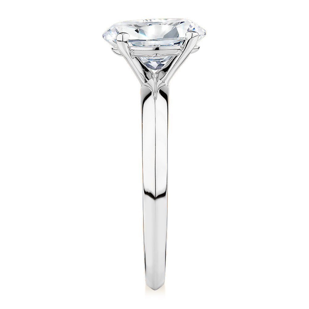 Premium Certified Lab-Grown Diamond, 2.00 carat oval solitaire engagement ring in 14 carat white gold