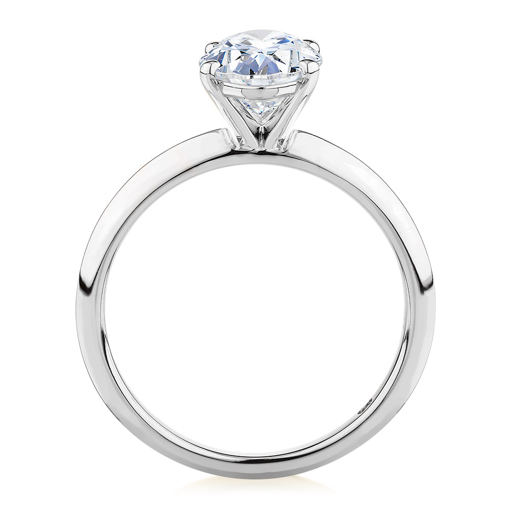 Signature Simulant Diamond 2.00 carat* oval solitaire engagement ring in 10 carat white gold