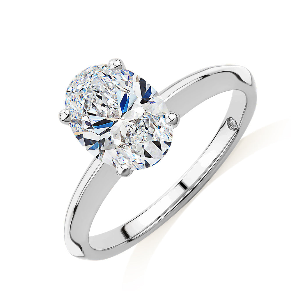 Signature Simulant Diamond 2.00 carat* oval solitaire engagement ring in 10 carat white gold