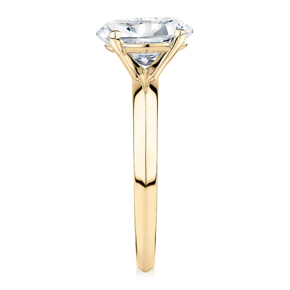 Signature Simulant Diamond 2.00 carat* oval solitaire engagement ring in 10 carat yellow gold