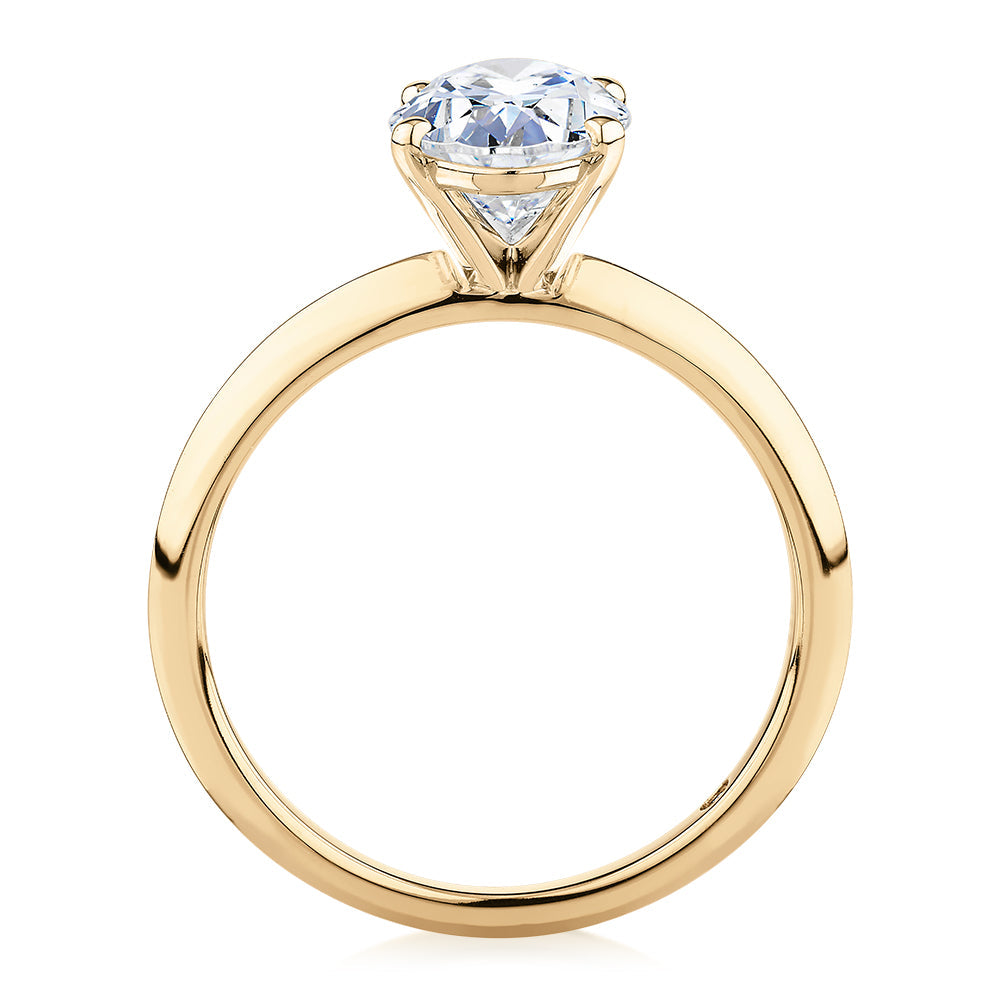 Signature Simulant Diamond 2.00 carat* oval solitaire engagement ring in 10 carat yellow gold