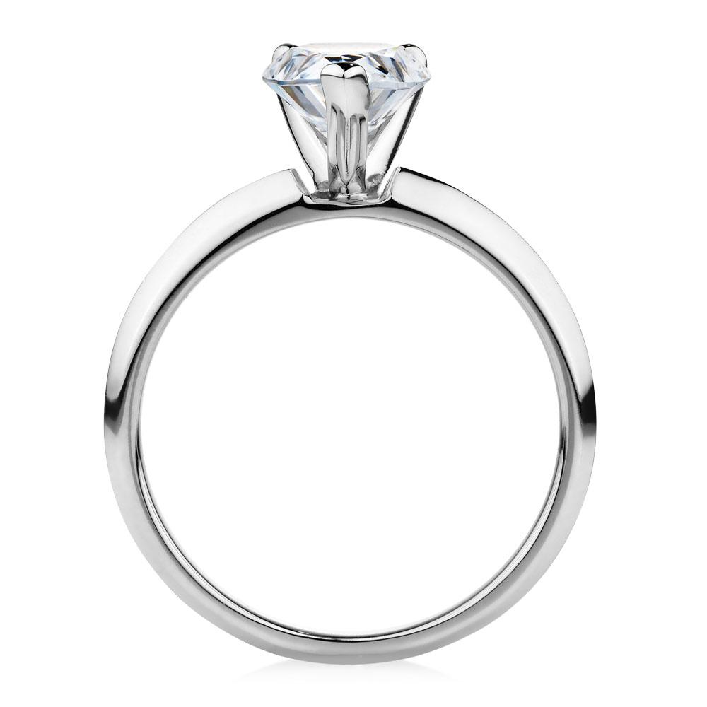 Pear solitaire engagement ring with 1.8 carat* diamond simulant in 10 carat white gold