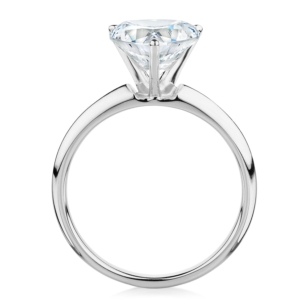 Heart solitaire engagement ring with 2.41 carat* diamond simulant in 14 carat white gold