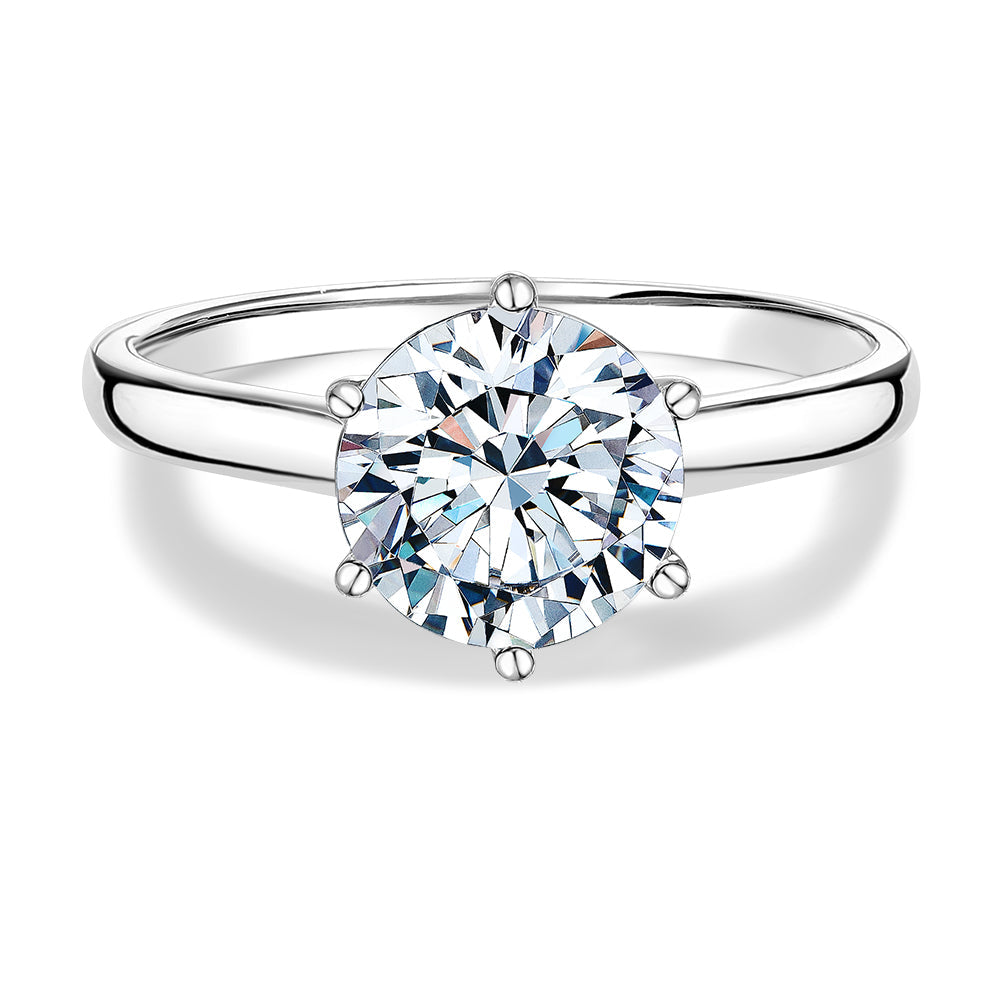Round Brilliant solitaire engagement ring with 2.04 carat* diamond simulant in 14 carat white gold