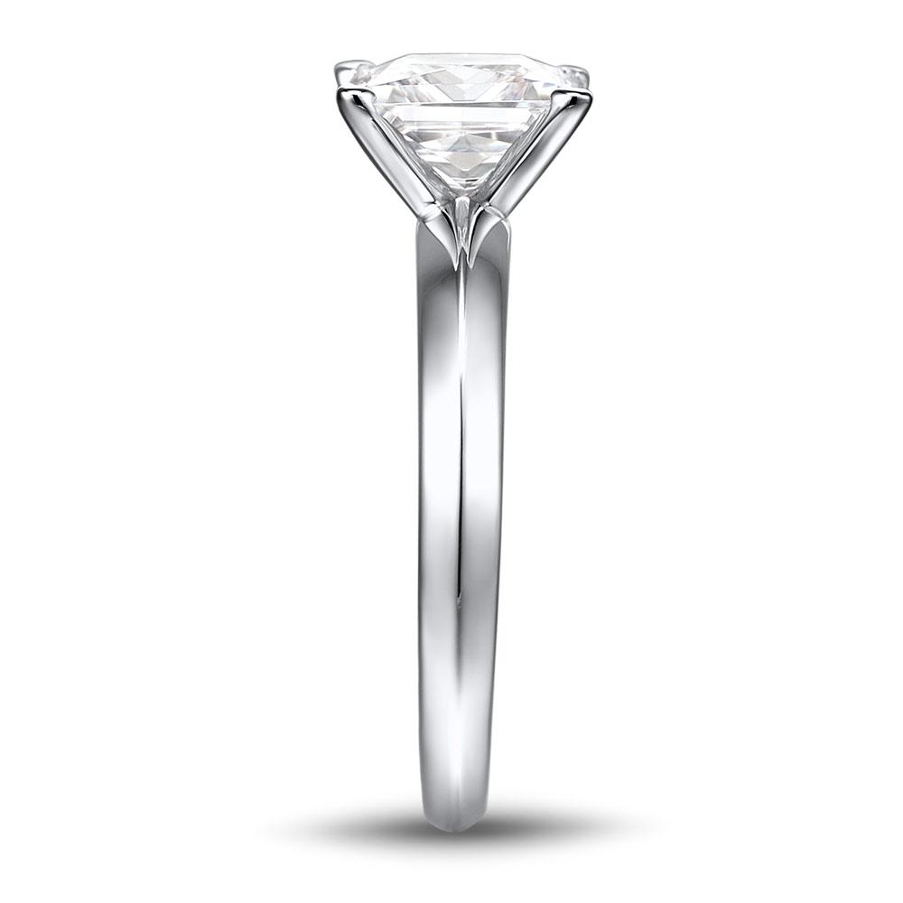 Asscher solitaire engagement ring with 2.4 carat* diamond simulant in 10 carat white gold