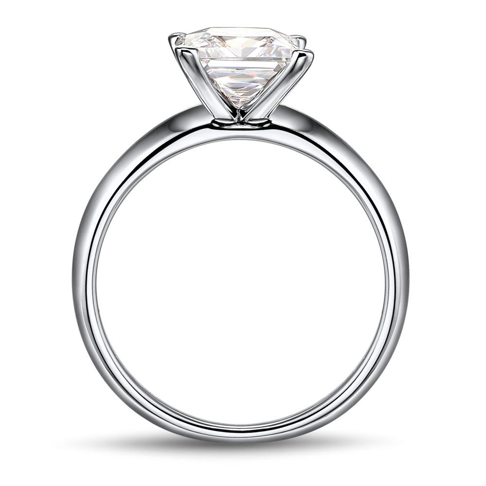 Asscher solitaire engagement ring with 2.4 carat* diamond simulant in 10 carat white gold