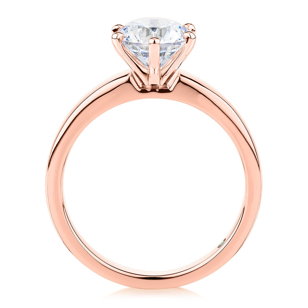 Premium Certified Lab-Grown Diamond, 1.50 carat round brilliant solitaire engagement ring in 14 carat rose gold