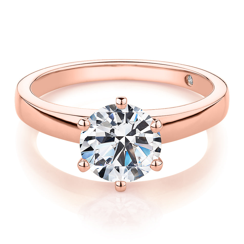 Signature Simulant Diamond 1.50 carat* round brilliant solitaire engagement ring in 10 carat rose gold