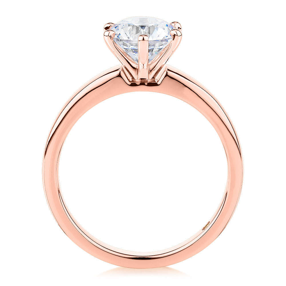 Signature Simulant Diamond 1.50 carat* round brilliant solitaire engagement ring in 10 carat rose gold