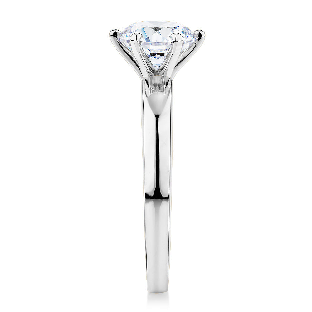 Premium Certified Lab-Grown Diamond, 1.50 carat round brilliant solitaire engagement ring in 14 carat white gold
