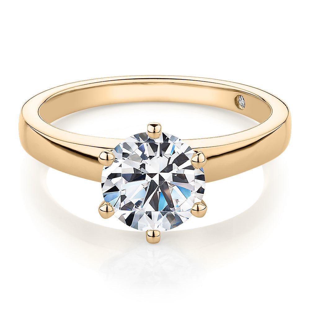 Signature Simulant Diamond 1.50 carat* round brilliant solitaire engagement ring in 10 carat yellow gold