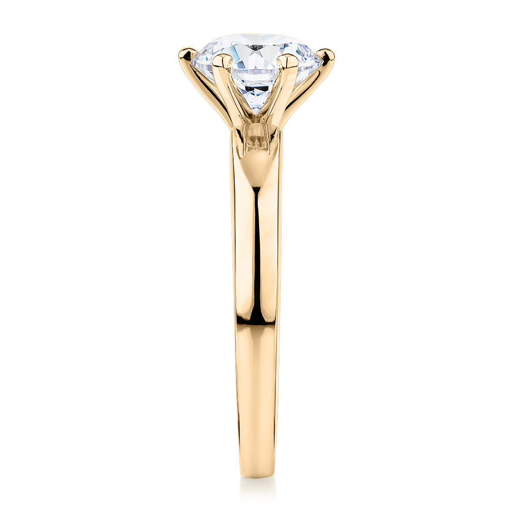 Signature Simulant Diamond 1.50 carat* round brilliant solitaire engagement ring in 10 carat yellow gold
