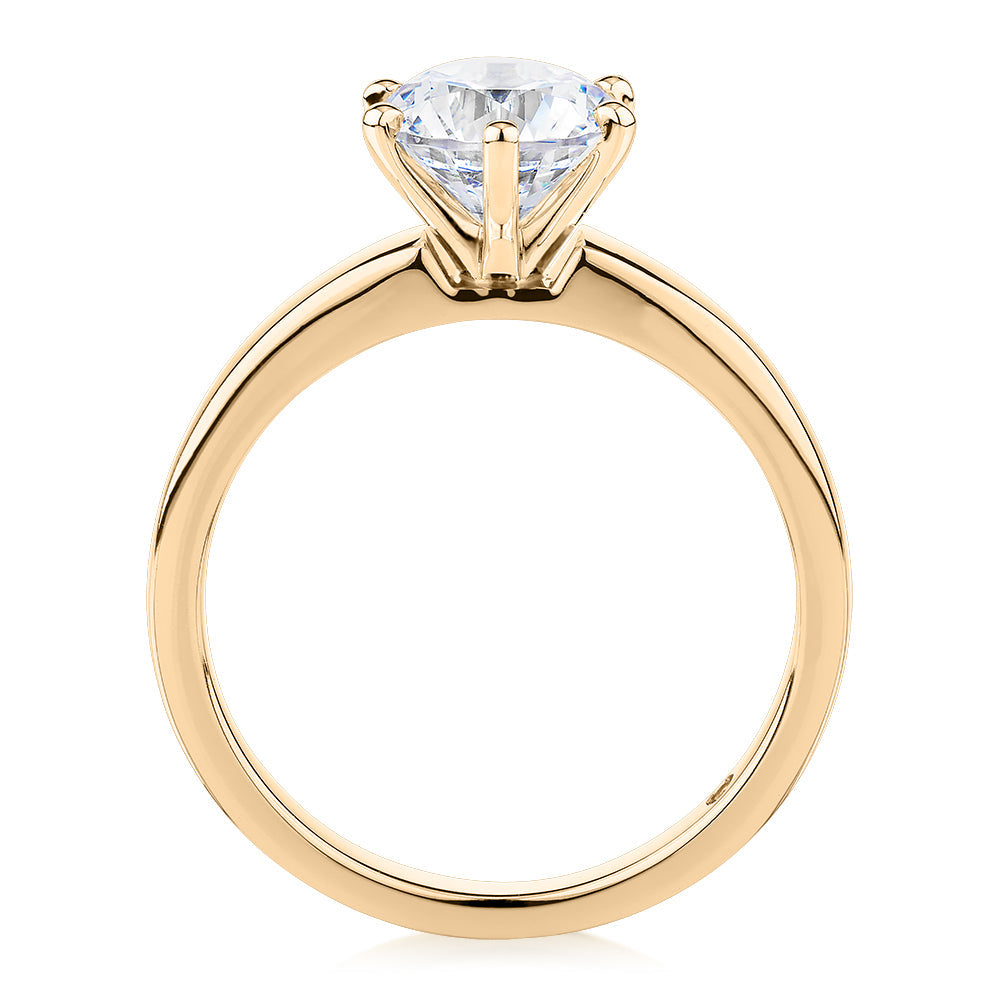 Signature Simulant Diamond 1.50 carat* round brilliant solitaire engagement ring in 10 carat yellow gold