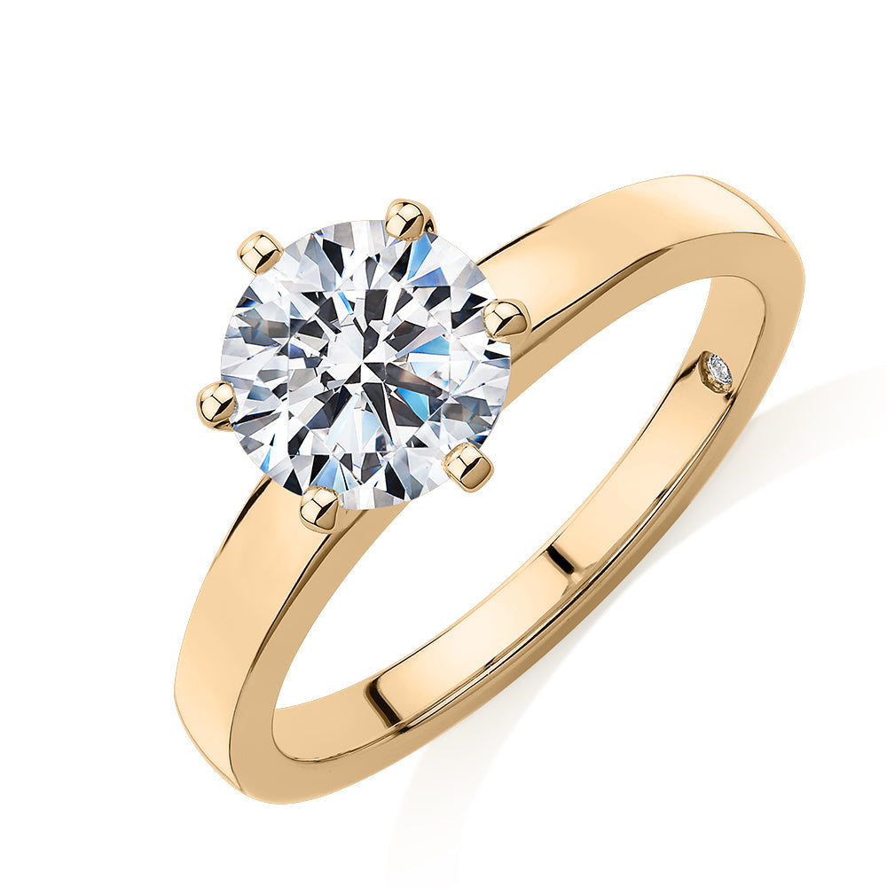 Signature Simulant Diamond 1.50 carat* round brilliant solitaire engagement ring in 10 carat yellow gold
